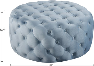 Addison Velvet / Engineered Wood / Foam Contemporary Sky Blue Velvet Ottoman/Bench - 36" W x 36" D x 16.5" H