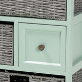 Baxton Studio Valtina Modern and Contemporary Two-Tone Oak Brown and Mint Green Finished Wood 3-Drawer Storage Unit with Baskets