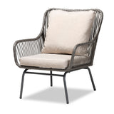 Dermot Modern and Contemporary Beige Fabric and Grey Synthetic Rattan Upholstered 3-Piece Patio Set