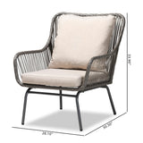 Dermot Modern and Contemporary Beige Fabric and Grey Synthetic Rattan Upholstered 2-Piece Patio Chair Set
