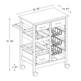 Crayton Modern and Contemporary Oak Brown Finished Wood and Silver-Tone Metal Mobile Kitchen Storage Cart