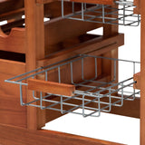 Crayton Modern and Contemporary Oak Brown Finished Wood and Silver-Tone Metal Mobile Kitchen Storage Cart