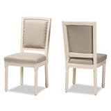 Louane Traditional French Inspired Fabric Upholstered and Finished Wood 2-Piece Dining Chair Set