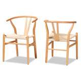 Paxton Modern and Contemporary Natural Brown Finished Wood 2-Piece Dining Chair Set