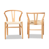 Baxton Studio Paxton Modern and Contemporary Natural Brown Finished Wood 2-Piece Dining Chair Set