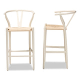 Baxton Studio Paxton Modern and Contemporary White Finished Wood 2-Piece Counter Stool Set