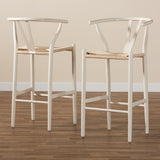 Baxton Studio Paxton Modern and Contemporary White Finished Wood 2-Piece Counter Stool Set
