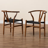 Baxton Studio Paxton Modern Walnut Brown Finished Wood 2-Piece Dining Chair Set