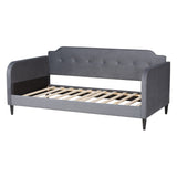 Baxton Studio Kaya Modern and Contemporary Grey Velvet Fabric and Dark Brown Finished Wood Full Size Daybed