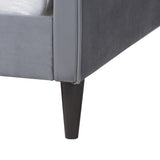 Baxton Studio Kaya Modern and Contemporary Grey Velvet Fabric and Dark Brown Finished Wood Full Size Daybed