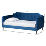 Baxton Studio Kaya Modern and Contemporary Navy Blue Velvet Fabric and Dark Brown Finished Wood Twin Size Daybed