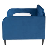 Baxton Studio Kaya Modern and Contemporary Navy Blue Velvet Fabric and Dark Brown Finished Wood Twin Size Daybed