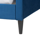 Baxton Studio Kaya Modern and Contemporary Navy Blue Velvet Fabric and Dark Brown Finished Wood Twin Size Daybed