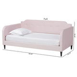 Baxton Studio Kaya Modern and Contemporary Light Pink Velvet Fabric and Dark Brown Finished Wood Full Size Daybed