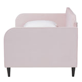 Baxton Studio Kaya Modern and Contemporary Light Pink Velvet Fabric and Dark Brown Finished Wood Twin Size Daybed