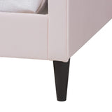 Baxton Studio Kaya Modern and Contemporary Light Pink Velvet Fabric and Dark Brown Finished Wood Full Size Daybed