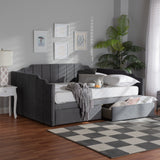 Baxton Studio Gulliver Modern and Contemporary Grey Velvet Fabric Upholstered 2-Drawer Daybed