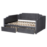 Baxton Studio Gulliver Modern and Contemporary Grey Velvet Fabric Upholstered 2-Drawer Daybed