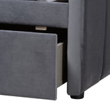 Baxton Studio Gulliver Modern and Contemporary Grey Velvet Fabric Upholstered 2-Drawer Daybed