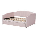 Baxton Studio Gulliver Modern and Contemporary Light Pink Velvet Fabric Upholstered 2-Drawer Daybed