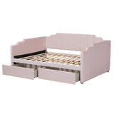 Baxton Studio Gulliver Modern and Contemporary Light Pink Velvet Fabric Upholstered 2-Drawer Daybed