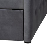 Mansi Modern and Contemporary Grey Velvet Fabric Upholstered Full Size 2-Drawer Daybed