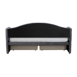 Mansi Modern and Contemporary Grey Velvet Fabric Upholstered Full Size 2-Drawer Daybed