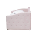 Mansi Modern and Contemporary Light Pink Velvet Fabric Upholstered Full Size 2-Drawer Daybed