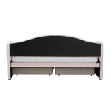 Mansi Modern and Contemporary Light Pink Velvet Fabric Upholstered Full Size 2-Drawer Daybed