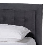 Tegan Modern and Contemporary Grey Velvet Fabric Upholstered Full Size Platform Bed with Trundle
