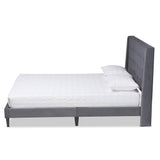 Baxton Studio Gothard Modern and Contemporary Grey Velvet Fabric Upholstered and Dark Brown Finished Wood Queen Size Platform Bed