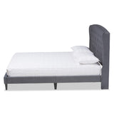 Baxton Studio Joanna Modern and Contemporay Grey Velvet Fabric Upholstered and Dark Brown Finished Wood Queen Size Platform Bed