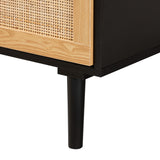 Baxton Studio Maureen Mid-Century Modern Espresso Brown Wood and Rattan 3-Drawer Dresser