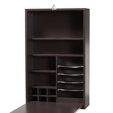 Baxton Studio Millard Modern and Contemporary Dark Brown Finished Wood Wall-Mounted Folding Desk