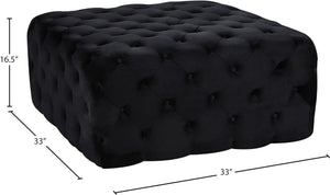 Ariel Velvet / Engineered Wood / Foam Contemporary Black Velvet Ottoman/Bench - 33" W x 33" D x 16.5" H