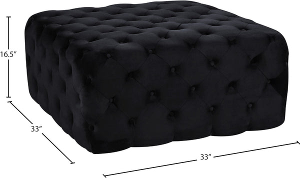 Ariel Velvet / Engineered Wood / Foam Contemporary Black Velvet Ottoman/Bench - 33" W x 33" D x 16.5" H