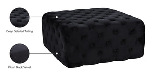 Ariel Velvet / Engineered Wood / Foam Contemporary Black Velvet Ottoman/Bench - 33" W x 33" D x 16.5" H