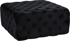 Ariel Velvet / Engineered Wood / Foam Contemporary Black Velvet Ottoman/Bench - 33" W x 33" D x 16.5" H