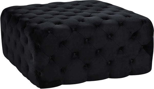 Ariel Velvet / Engineered Wood / Foam Contemporary Black Velvet Ottoman/Bench - 33" W x 33" D x 16.5" H