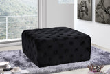 Ariel Velvet / Engineered Wood / Foam Contemporary Black Velvet Ottoman/Bench - 33" W x 33" D x 16.5" H