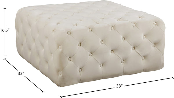 Ariel Velvet / Engineered Wood / Foam Contemporary Cream Velvet Ottoman/Bench - 33" W x 33" D x 16.5" H