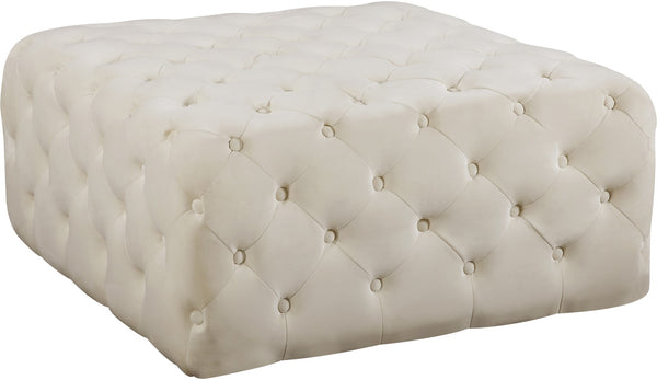 Ariel Velvet / Engineered Wood / Foam Contemporary Cream Velvet Ottoman/Bench - 33" W x 33" D x 16.5" H