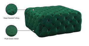 Ariel Velvet / Engineered Wood / Foam Contemporary Green Velvet Ottoman/Bench - 33" W x 33" D x 16.5" H