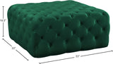 Ariel Velvet / Engineered Wood / Foam Contemporary Green Velvet Ottoman/Bench - 33" W x 33" D x 16.5" H
