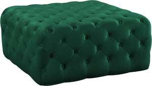 Ariel Velvet / Engineered Wood / Foam Contemporary Green Velvet Ottoman/Bench - 33" W x 33" D x 16.5" H