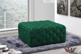 Ariel Velvet / Engineered Wood / Foam Contemporary Green Velvet Ottoman/Bench - 33" W x 33" D x 16.5" H