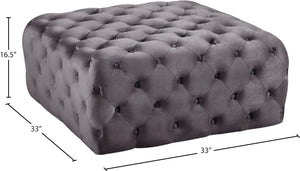 Ariel Velvet / Engineered Wood / Foam Contemporary Grey Velvet Ottoman/Bench - 33" W x 33" D x 16.5" H