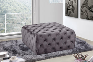Ariel Velvet / Engineered Wood / Foam Contemporary Grey Velvet Ottoman/Bench - 33" W x 33" D x 16.5" H