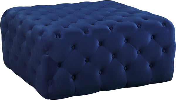 Ariel Velvet / Engineered Wood / Foam Contemporary Navy Velvet Ottoman/Bench - 33" W x 33" D x 16.5" H