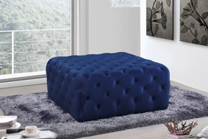 Ariel Velvet / Engineered Wood / Foam Contemporary Navy Velvet Ottoman/Bench - 33" W x 33" D x 16.5" H